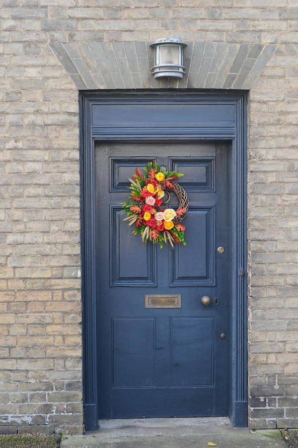 Door with wreath